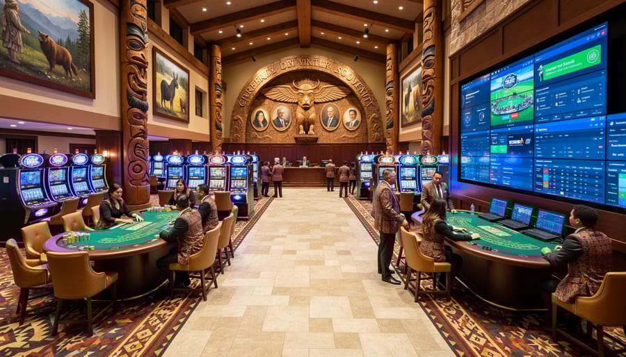 Modern casino gaming floor featuring Native American cultural design elements
