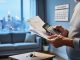 “A homeowner sits indoors reviewing mortgage documents and using a calculator while holding keys on a table, representing concerns about an ending fixed-rate mortgage.”